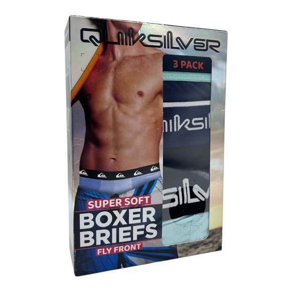 Quiksilver Men's Super Soft Boxer Briefs With Fly Front 3-Pack - Picture 1 of 4